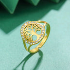 Livets Træ Ring Zircon Kvinde guld