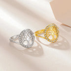 Livets Træ Ring Zircon Kvinde sølv