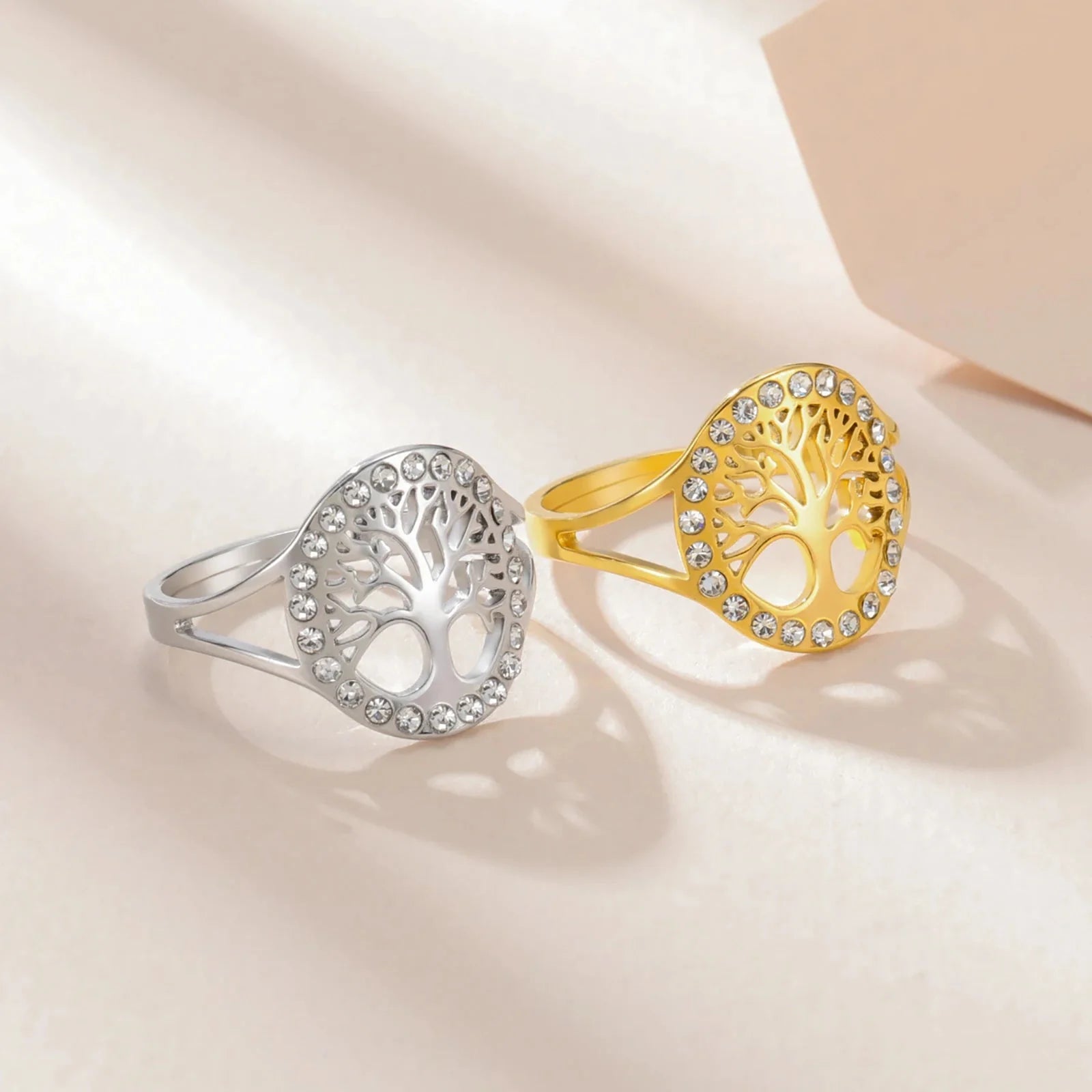 Livets Træ Ring Zircon Kvinde sølv