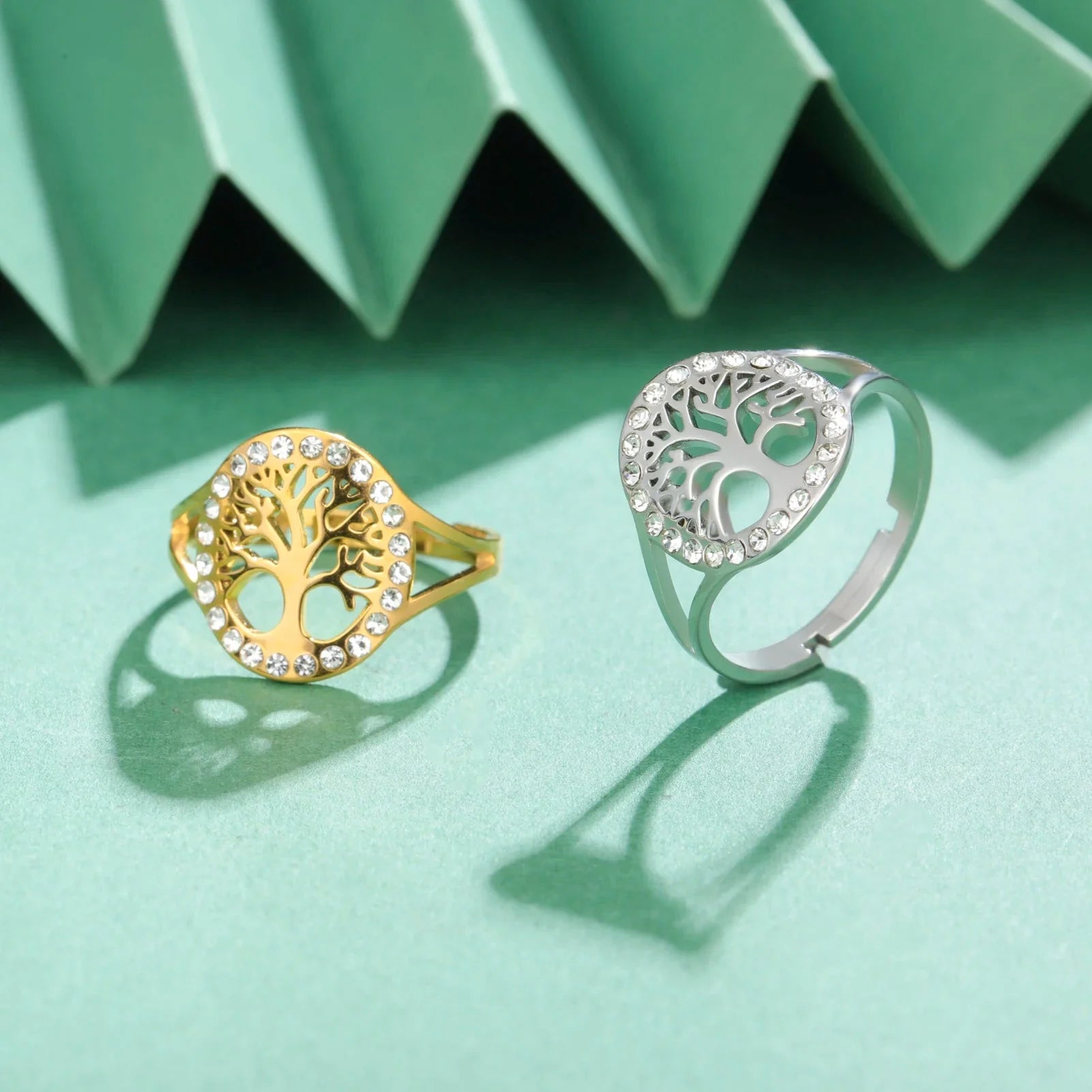 Livets Træ Ring Zircon Kvinde guld