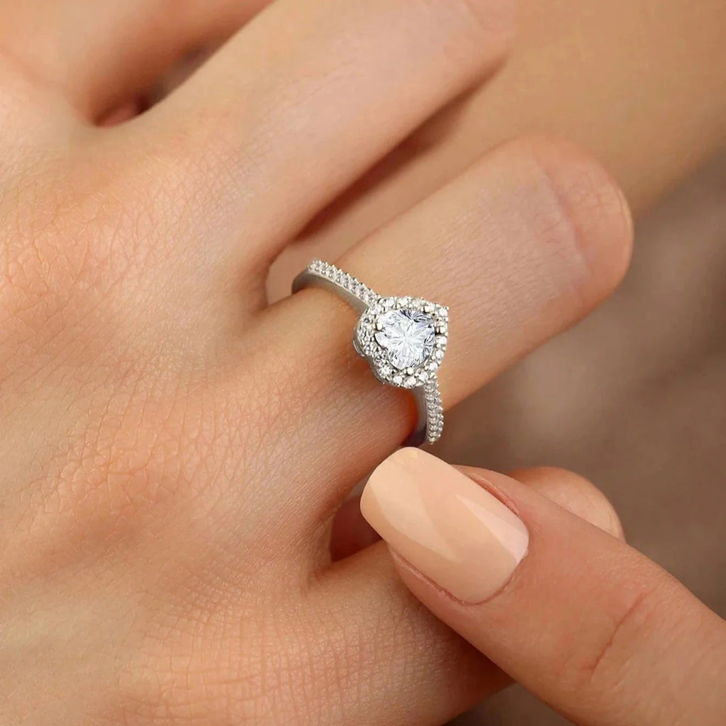 Bague avec Coeur et Zircon blanc et argent