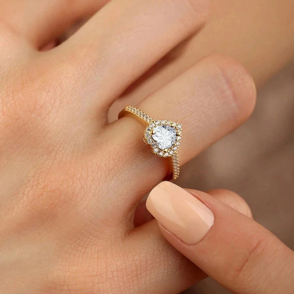 Bague avec Coeur et Zircon blanc et argent