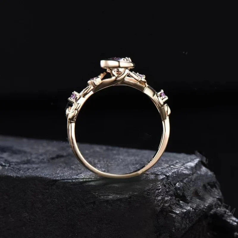 Bague avec Croissant de Lune et Zircon or