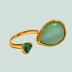 Prsten s kapkou vody z přírodního kamene a zirkonu