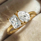 Ring med vanddråbe i guld-zirkon