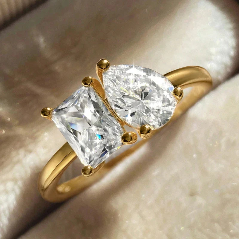 Bague avec Goutte d'Eau en Zircon or