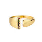 Bred personlig ring med regnbueinitial i