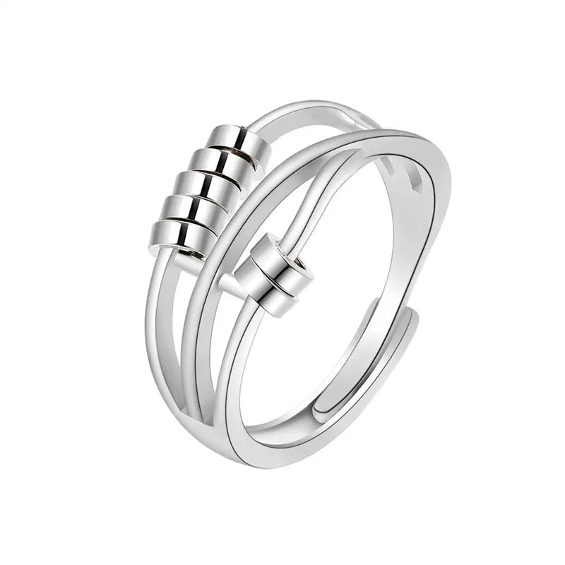 Bague avec Perles Rotatives contre l'Anxiété pour Femme argent