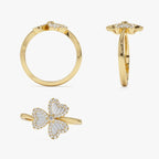 Ring med 3-bladet Kløver i Zirkonia