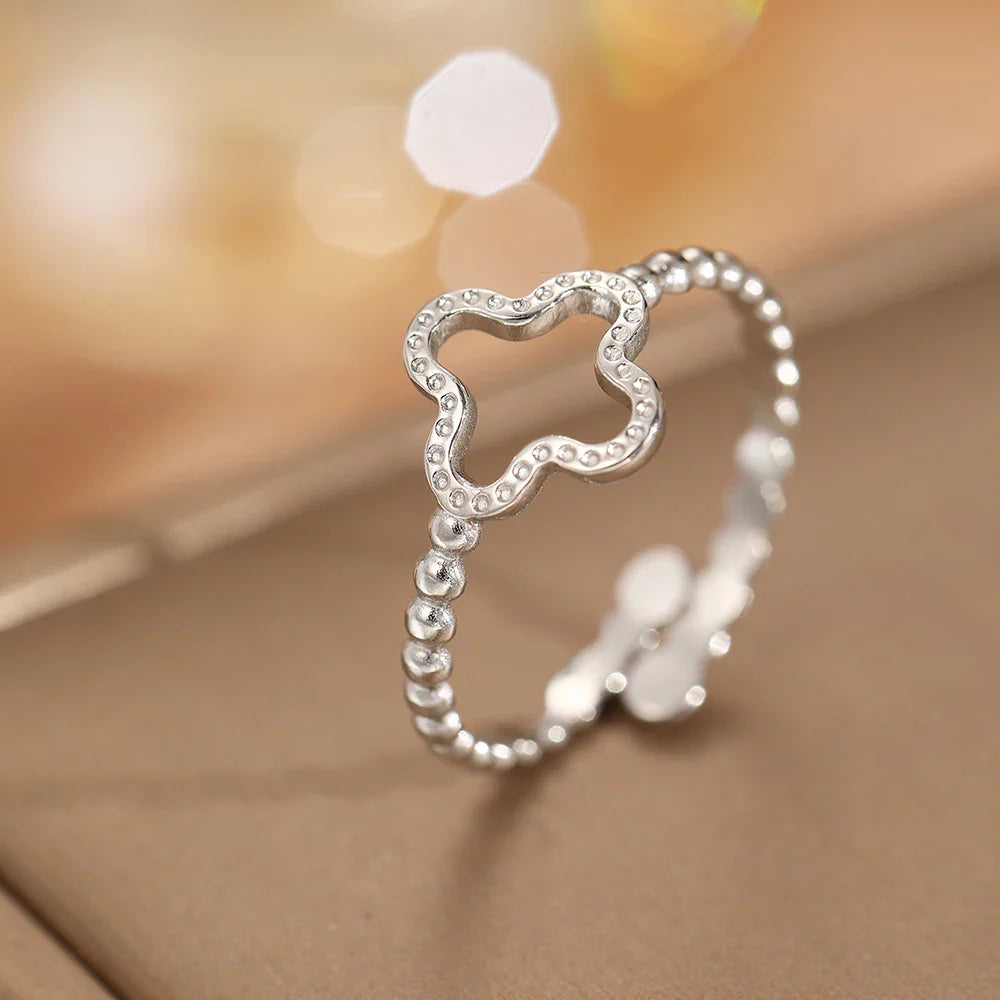 Bague avec Trèfle à 4 Feuilles pour Femme argent