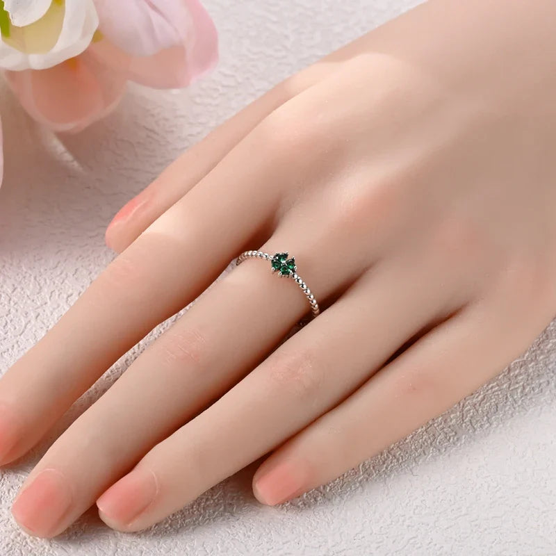 Bague avec Trèfle à 4 Feuilles Vert