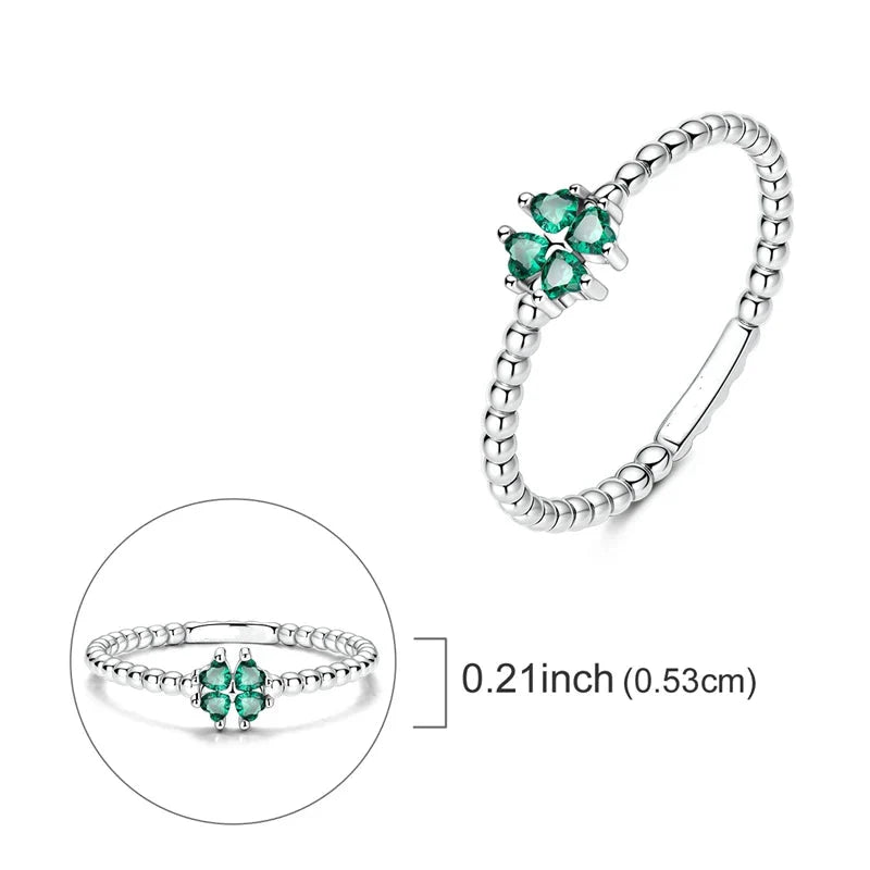 Bague avec Trèfle à 4 Feuilles Vert