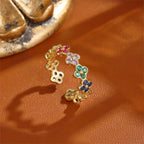 Bague avec Trèfles à 4 Feuilles Colorés en Zircon or