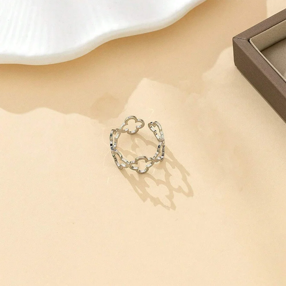 Prsten se čtyřlístky na štěstí stříbrný