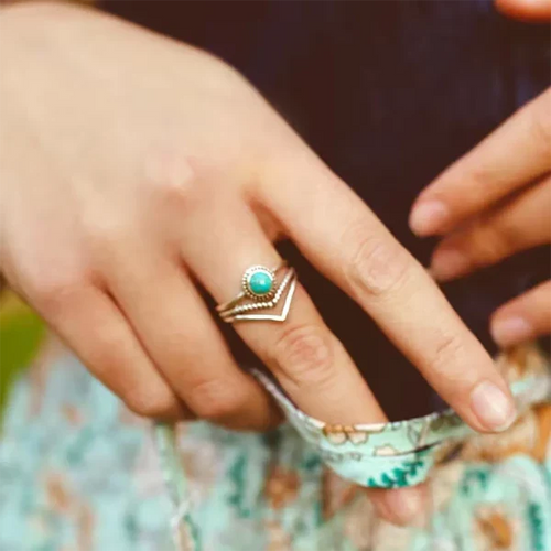 Boheme ring med naturlig sten