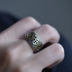 Tibetansk buddhistisk ring for menn og kvinner, signetring i gull og sølv