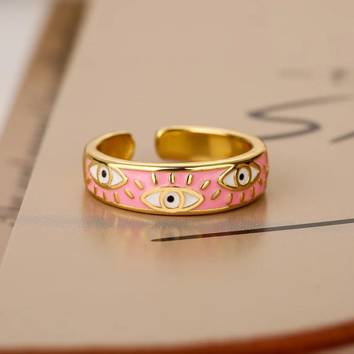 Ring mod det onde øje Blå Tyrkisk Ring rosa