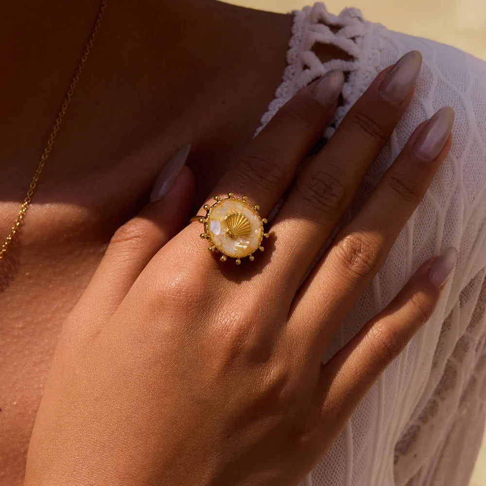 Rund skjellring i boho-stil