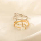 Prsten Kříž s křesťanským zirkonem pro ženy