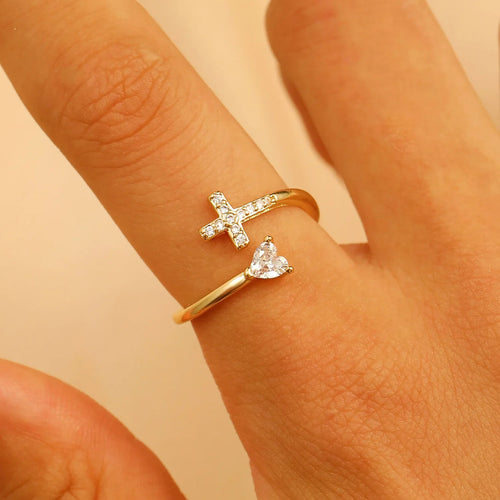 Ring Kors & Zirkonium Kvinde 