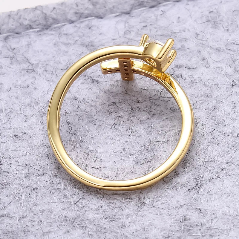 Dame Ring Kors & Zirkon 