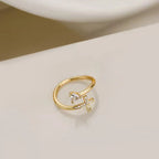 Dame Ring Kors & Zirkon 