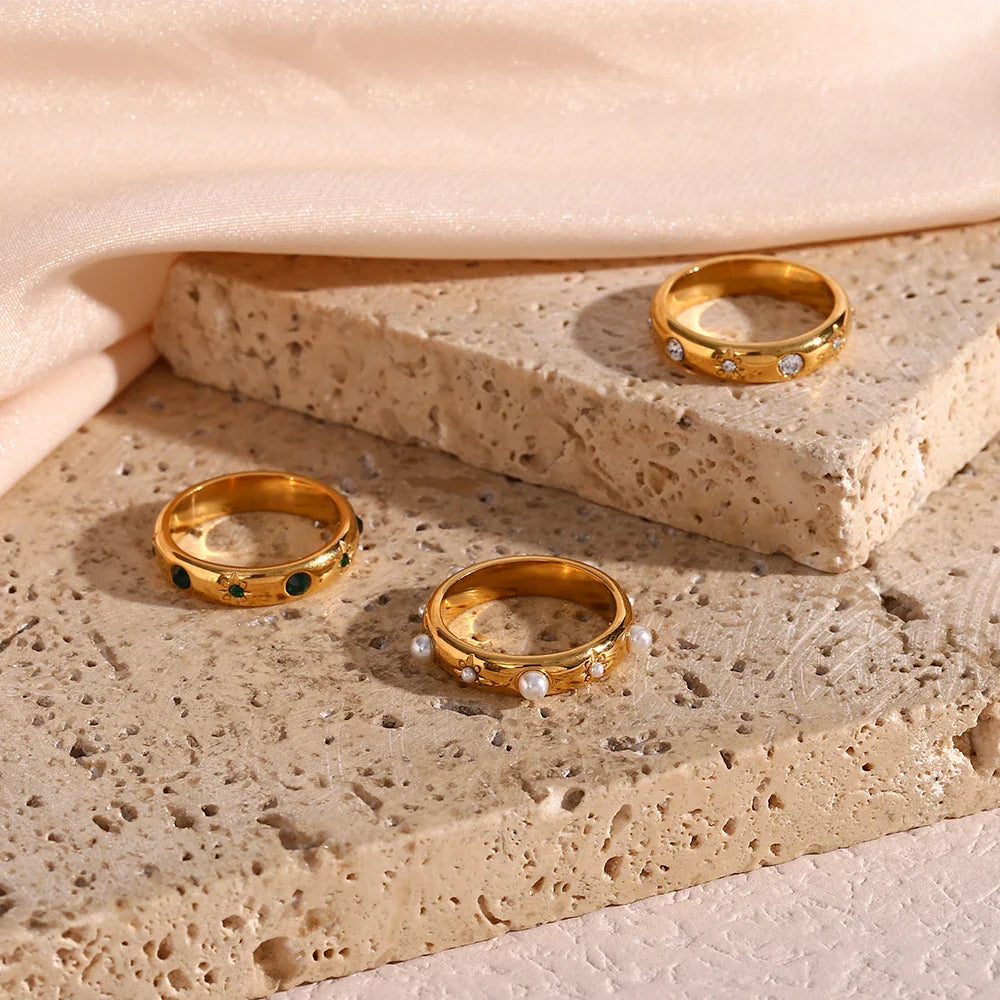 Stylový prsten s perlami a zirkony 3