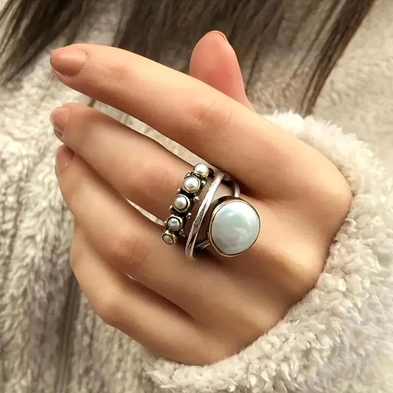 Vintage stil ring med perle
