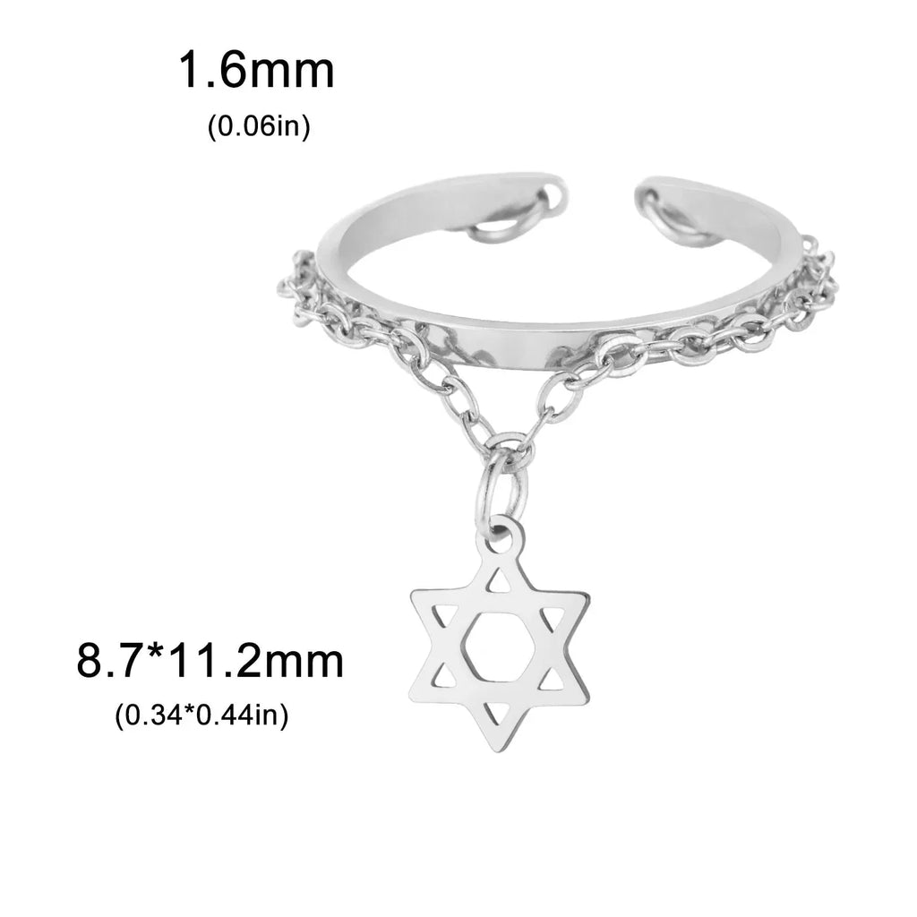 Designring med Davidsstjernen, jødisk symbol, i sølv