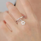 Designring med Davidsstjernen, jødisk symbol, i sølv