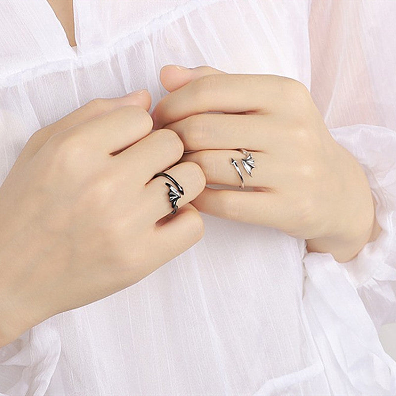 Dragering Sølv Herre Dame sort eller sølv