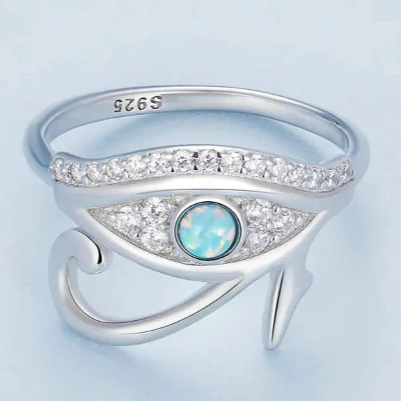 Egyptisk ring Øye av Horus Oudjat Sølv