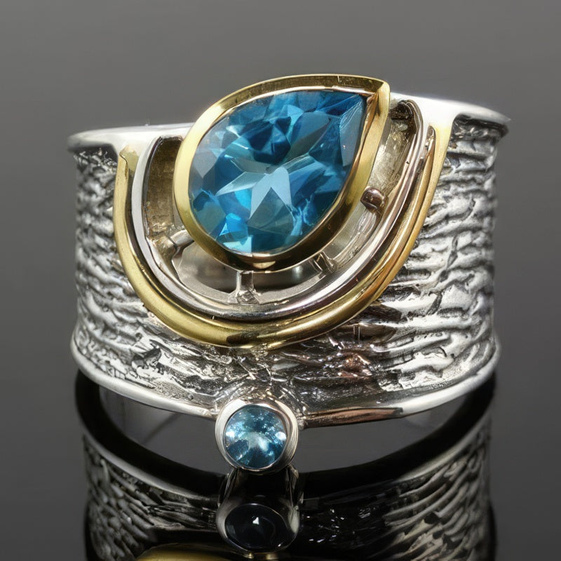 Etnisk sølvring med sten 