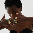 Etnisk ring med naturlig sten