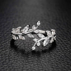 Efterårs Zircon laurbærblad ring i sølv