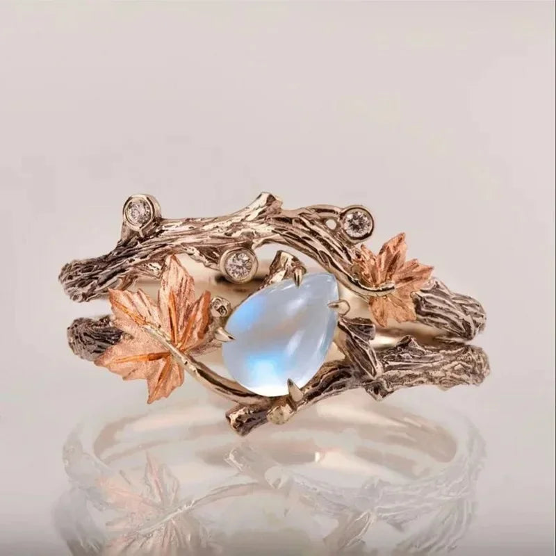 Efterårsblade Ring med Perle