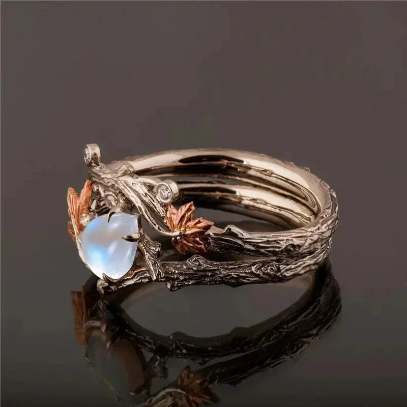 Efterårsblade Ring med Perle