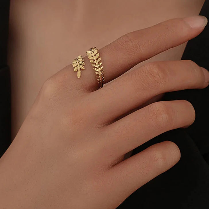 Bague Feuille de Laurier Automnale or