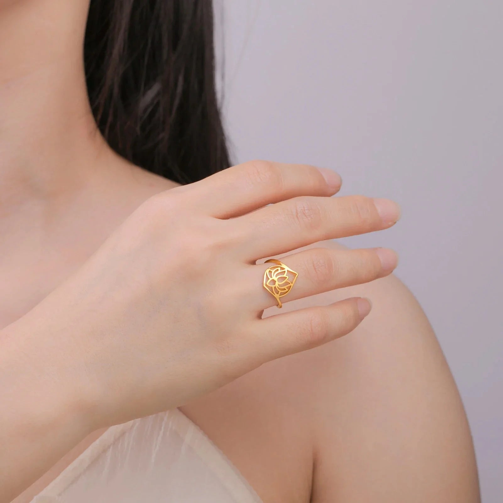 Prsten Květ lotosu zlatý