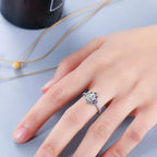 Sølvfarget Lotusblomst Ring for Kvinner hvit