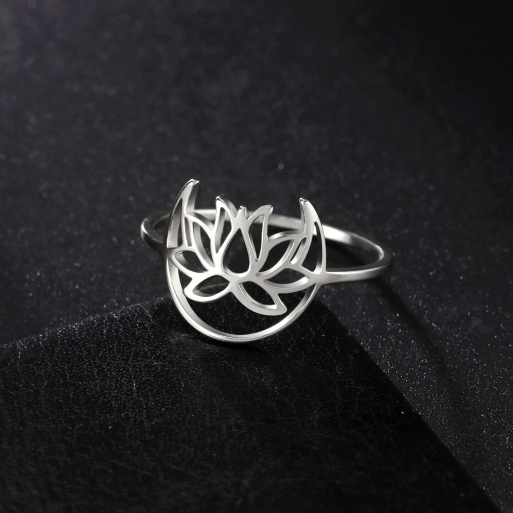 Bague Fleur de Lotus Zen Femme argent