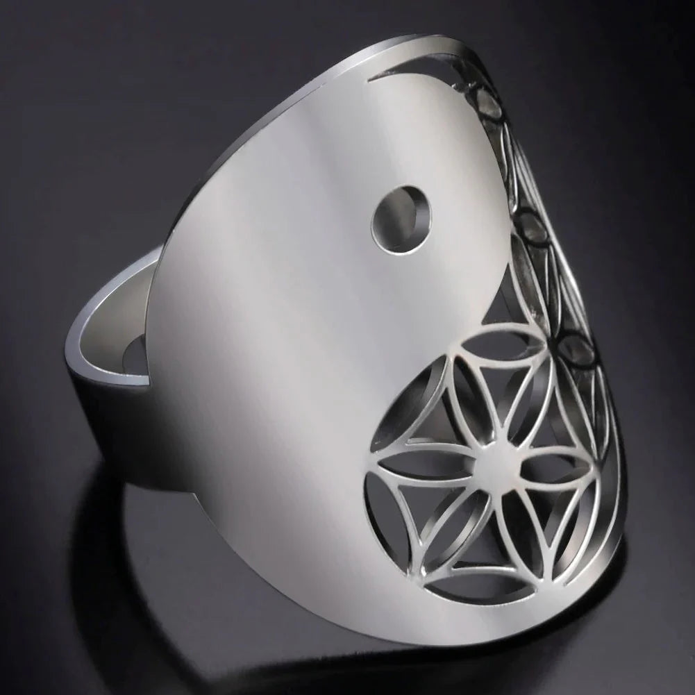 Bague Géométrique Yin Yang argent