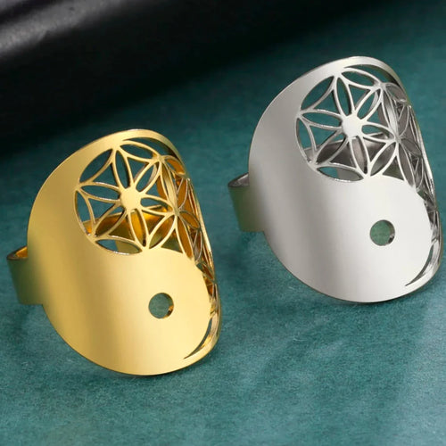 Geometrisk Yin Yang-ring guld