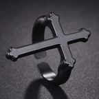 Herre ring signetring kristent kors svart