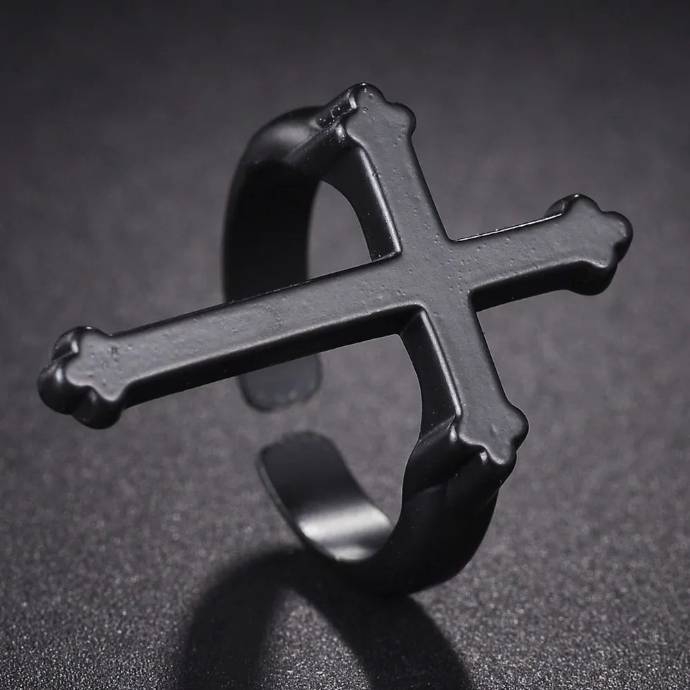 Herre ring signetring kristent kors svart