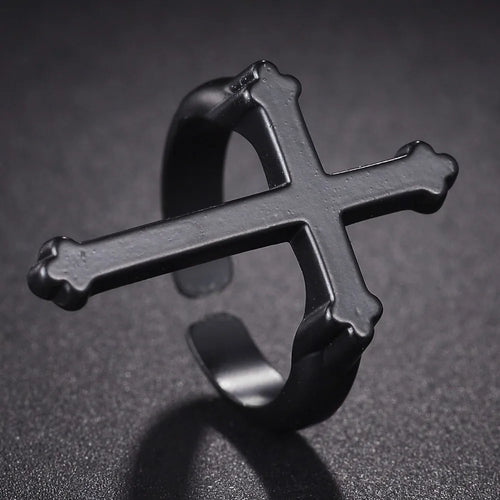 Mannsring Signetring Kristent kors svart