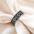 Bred Menorah-ring och Davidsstjärnor, judiska symboler