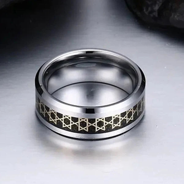 Bred herrring med Davidsstjärnor, judisk symbol, svart