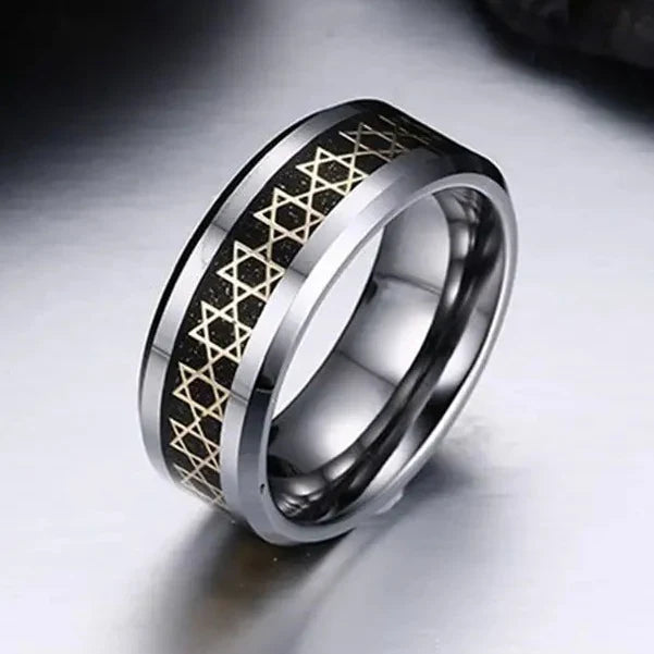 Bred herrring med Davidsstjärnor, judisk symbol, svart