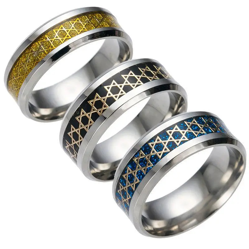 Bred herrring med Davidsstjärnor, judisk symbol, guld